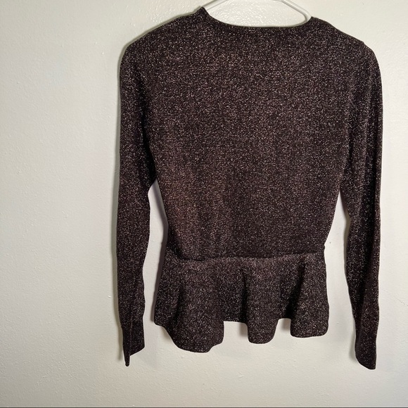 1.State Crewneck Peplum Top Black Metallic Knit - Picture 8 of 9